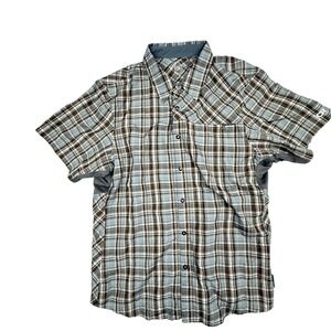 Club Ride Quest Men's Medium Snap Short Sleeve Plaid Sub 5 Conceal Back Pocket